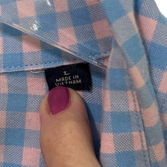 RYE - MEN’S SIZE LARGE - 100% COTTON - BABY BLUE & PALE PINK CHECKERED - B3 - Picture 4 of 8